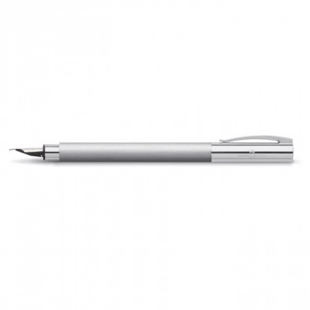 Ambition Stainless Steel Fountain Pen with Chrome Metal Grip, Broad, Silver
